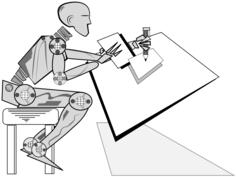 Robot sitting and writing