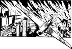 Aeroplane over city