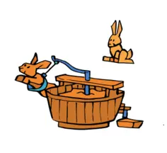 Rabbits mixing something