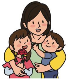 Mother holding children