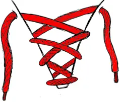 Red lace on shirt