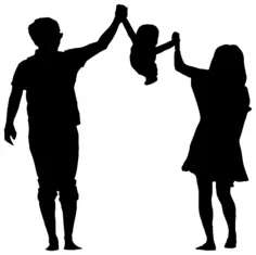 Parents with child silhouette