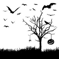Halloween scene silhouette image
