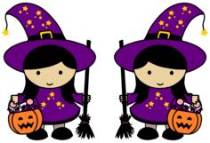 Twin Halloween witches
