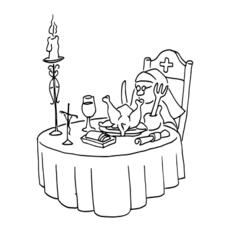 Nun dining