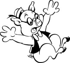 Falling pig drawing