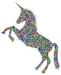 Prismatic unicorn silhouette