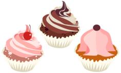 Three delicious cupcakes