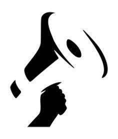 Megaphone and hand silhouette