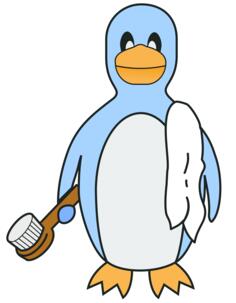 Tux bathing