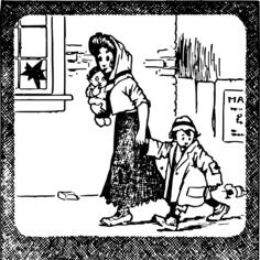 Poor mother and kids