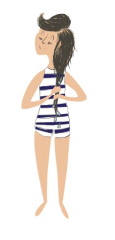 Cartoon girl after swim