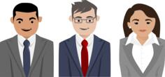 Three business people