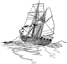 Old sailboat drawing