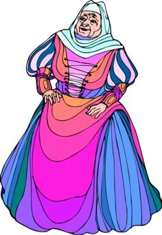 Old woman in colorful dress