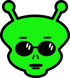 Green alien's face