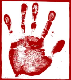 Red palm print