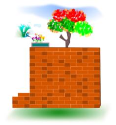 Brick wall with flowers