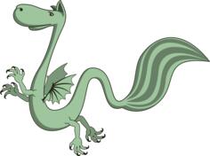 Green dragon, cartoon style