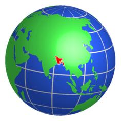 Bangladesh on globe