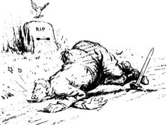 Man and grave