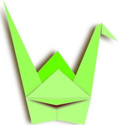 Green paper crane
