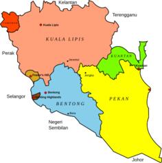Map of Pahang, Malaysia