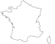 Colored map of France