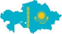 Kazakhstan flag and map