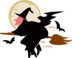 Witch over silvery moon
