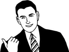 Businessman pointing back