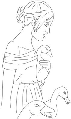 Girl With Ducks Clip Art