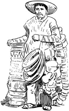 Mexican basket vendor
