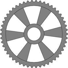 Radial spokes tooth