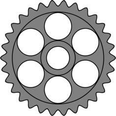 Thirty-tooth gear with circular holes