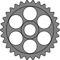 Thirty-tooth gear with circular holes