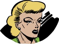Crying retro woman
