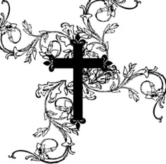 Christian cross with flowers