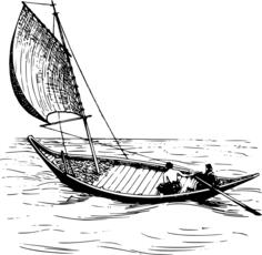 Boat with a single sail