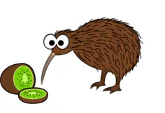 Kiwi bird with kiwis