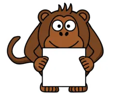 Monkey with white card