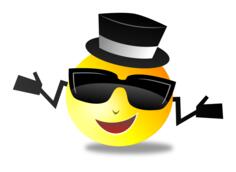 Emoticon with black hat