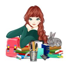 School girl with rabbit