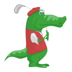 Crocodile playing golf