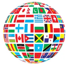 World flags globe
