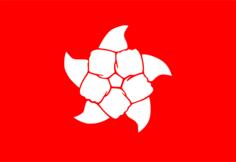 Joined fists on red background
