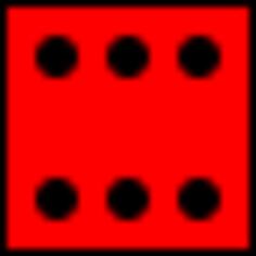 Six dots on red background