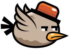 Cartoon bird with a hat
