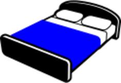 Bed with blue blanket