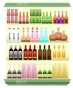 Supermarket liquor shelf